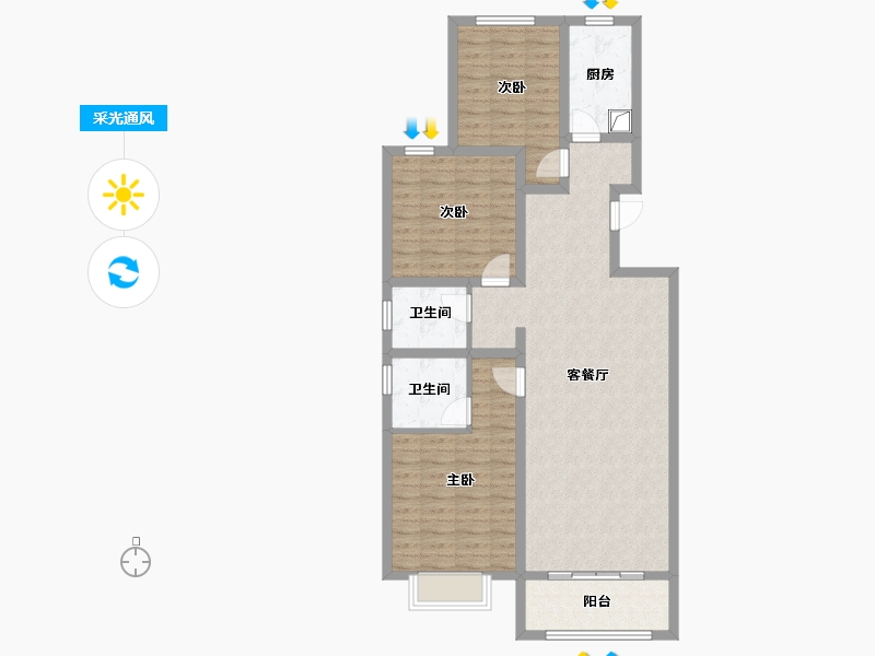 河北省-廊坊市-宏泰龙河枫景-99.20-户型库-采光通风