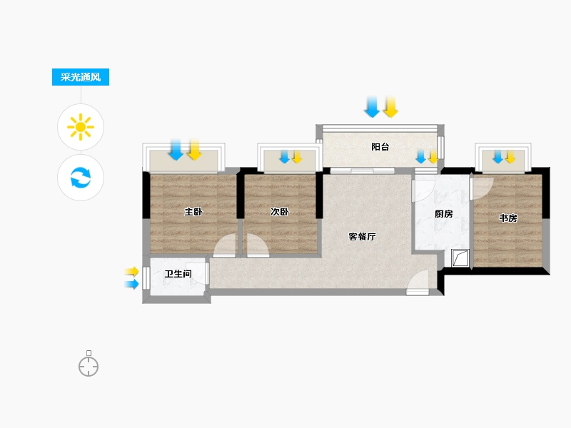 广西壮族自治区-南宁市-虹桥新城-61.63-户型库-采光通风