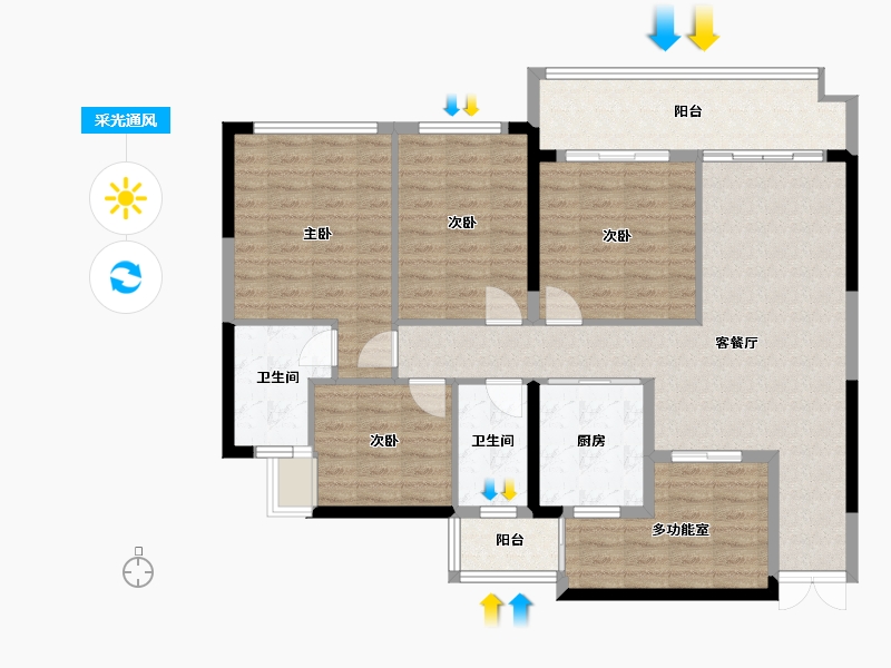 广东省-韶关市-龙湖中央公园澜园-126.00-户型库-采光通风