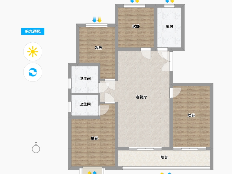 山西省-晋中市-和园-118.98-户型库-采光通风