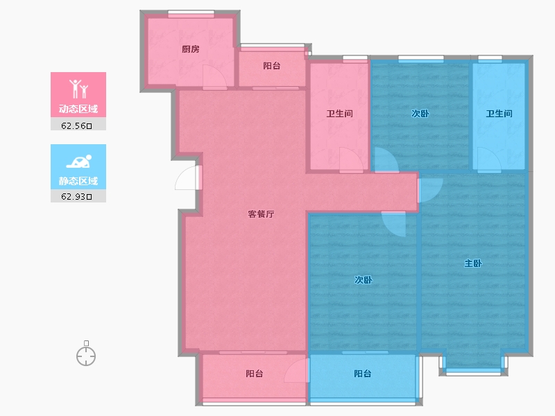 江苏省-南通市-浦民小区-116.00-户型库-动静分区