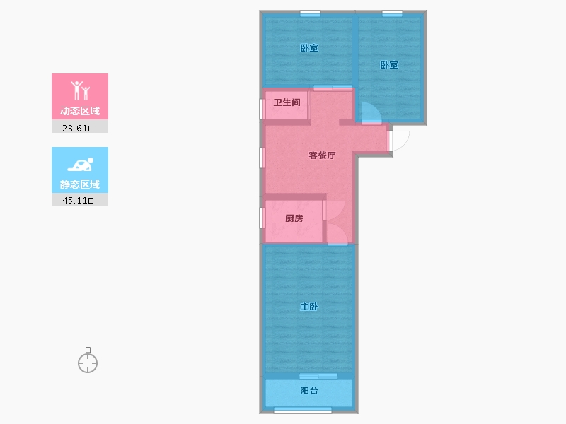 北京-北京市-葛布店北里-61.44-户型库-动静分区