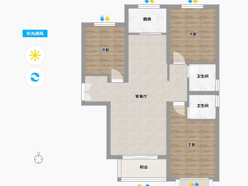 河北省-邢台市-盛世天骄-90.40-户型库-采光通风