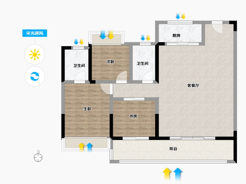 河南省-驻马店市-世和府-108.80-户型库-采光通风