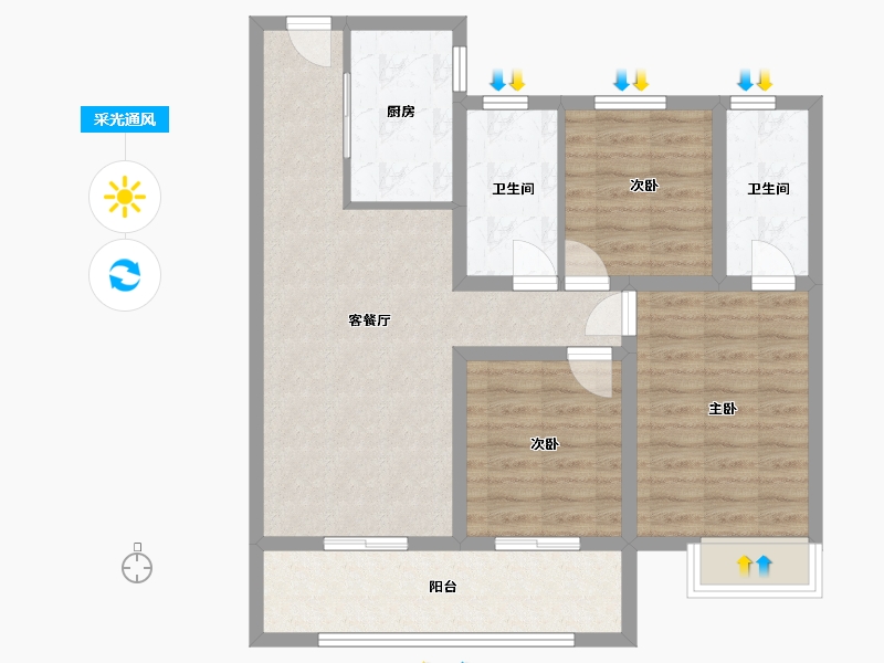 河北省-邢台市-保利时光印象-95.20-户型库-采光通风