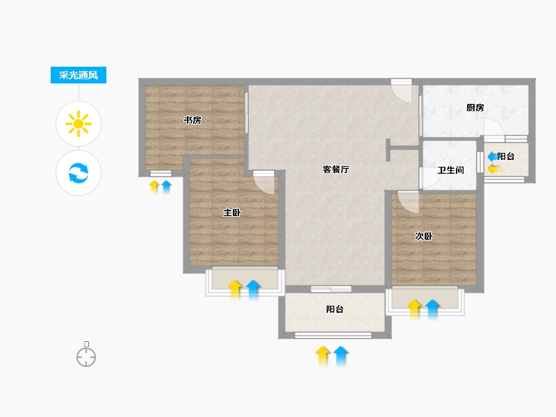 云南省-昆明市-碧桂园-89.00-户型库-采光通风