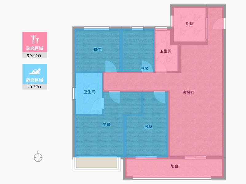 浙江省-宁波市-滨河沁月-96.42-户型库-动静分区