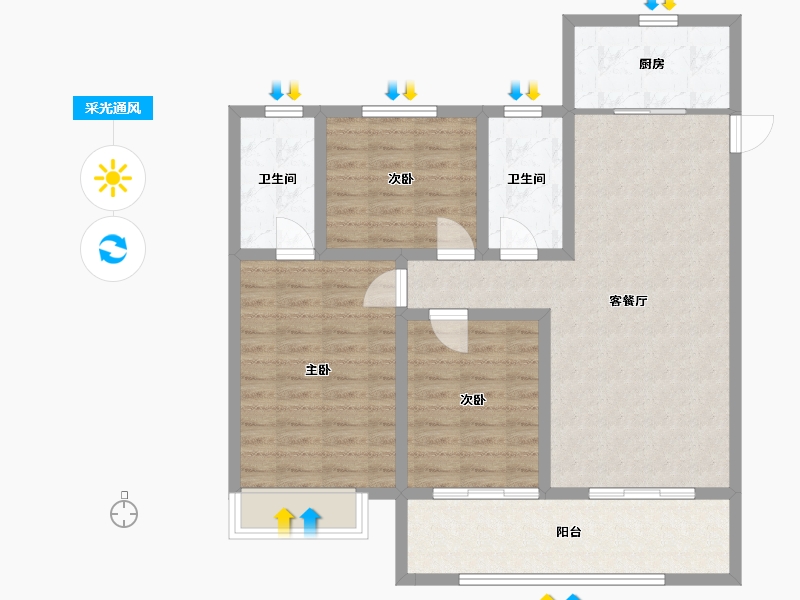 河北省-邢台市-保利时光印象-104.80-户型库-采光通风