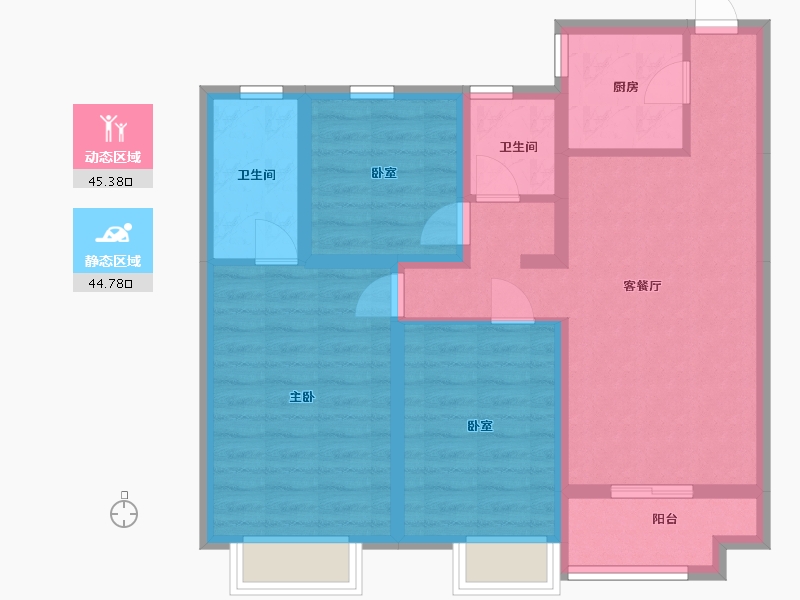 陕西省-西安市-高科麓湾4期-88.83-户型库-动静分区