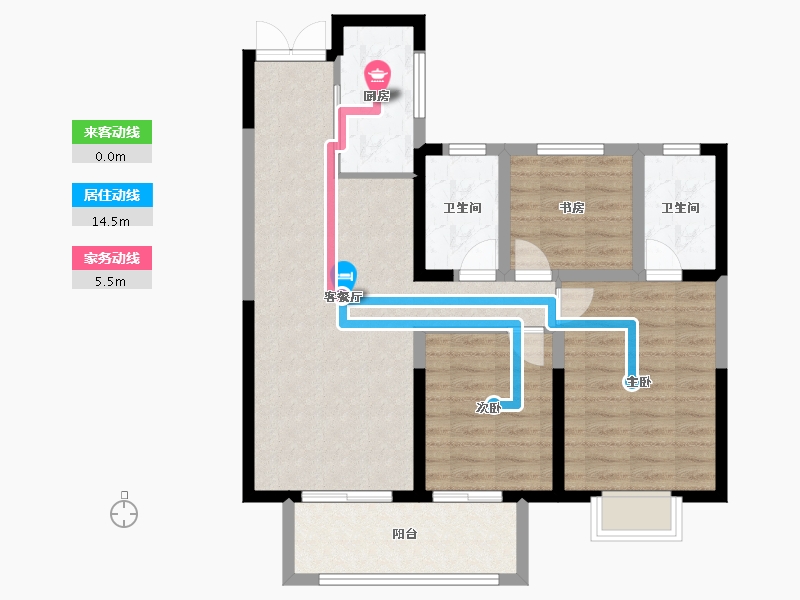 江苏省-盐城市-射阳吾悦华府-90.50-户型库-动静线