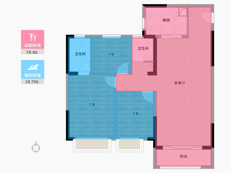 重庆-重庆市-一品江山-102.72-户型库-动静分区