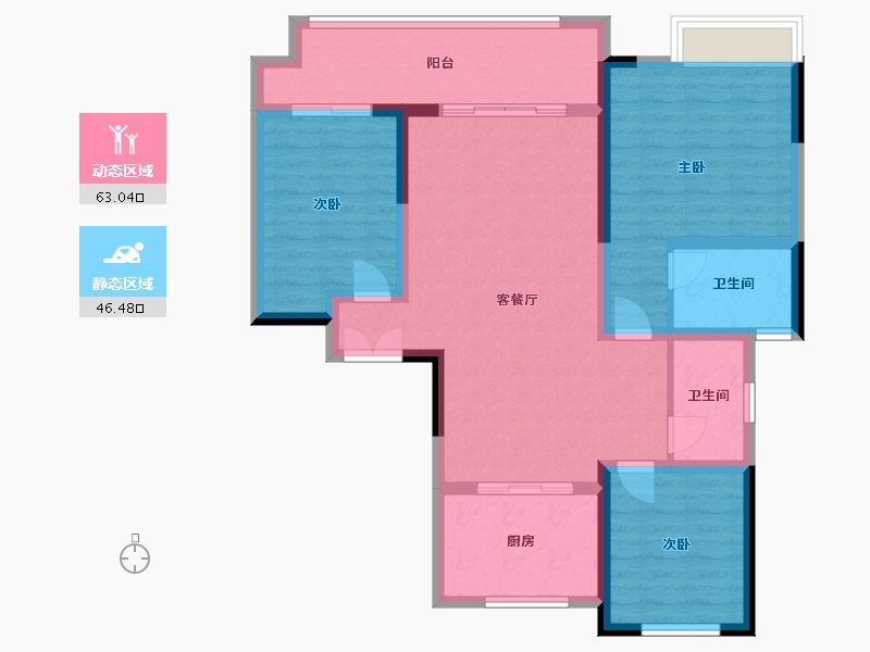 河南省-洛阳市-建业江山赋会客厅-98.00-户型库-动静分区