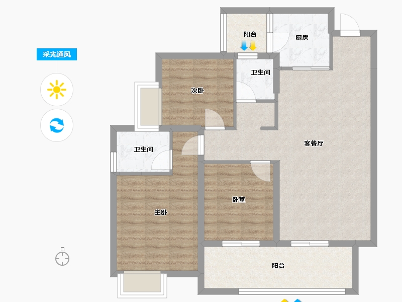 四川省-南充市-上河城-84.80-户型库-采光通风