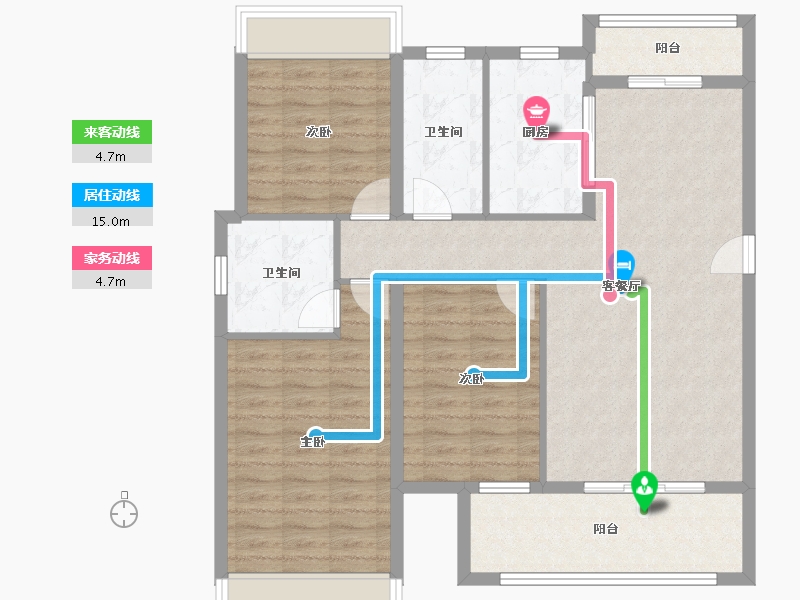 湖北省-黄石市-公园壹号院-99.00-户型库-动静线