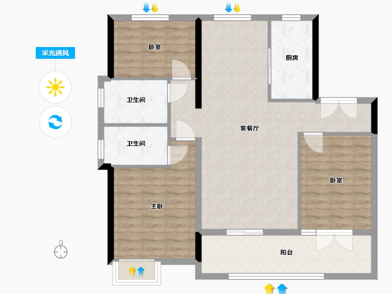 山东省-济宁市-锦绣华城-104.00-户型库-采光通风