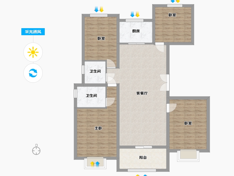 浙江省-金华市-金桂院-112.00-户型库-采光通风