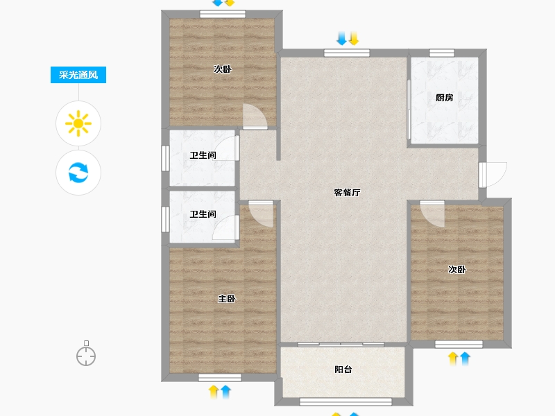 河南省-许昌市-瑞贝卡兴天下-113.92-户型库-采光通风