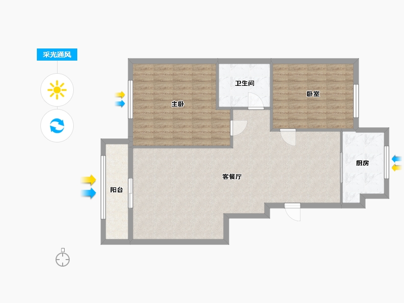 山东省-烟台市-富海花园-84.80-户型库-采光通风