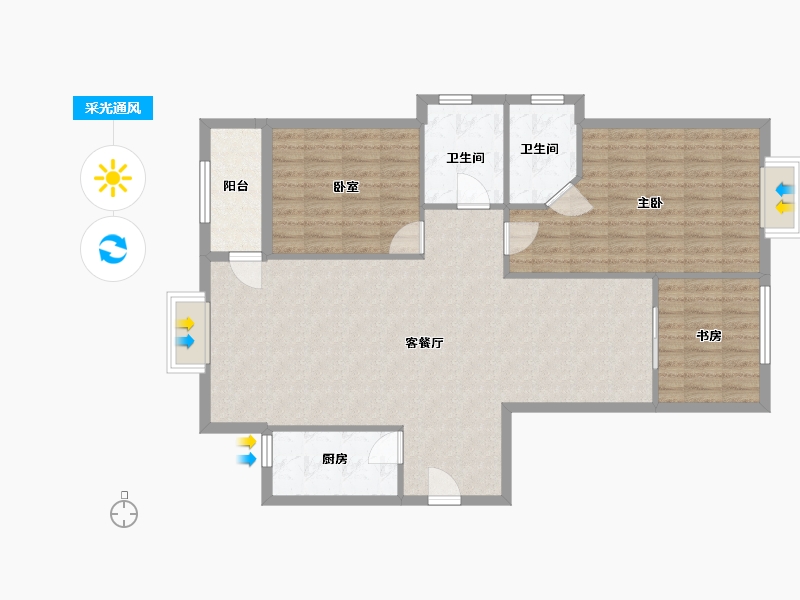 湖北省-黄石市-锦绣明珠小区-108.00-户型库-采光通风