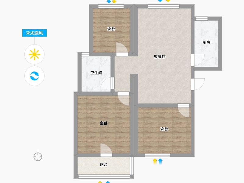 江苏省-南京市-春江新城-二期-72.80-户型库-采光通风