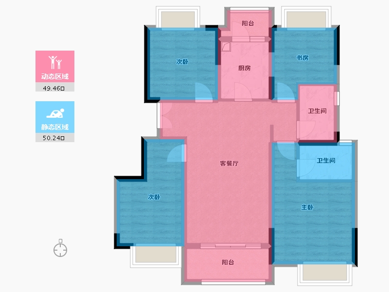 重庆-重庆市-和昱麟云-95.64-户型库-动静分区