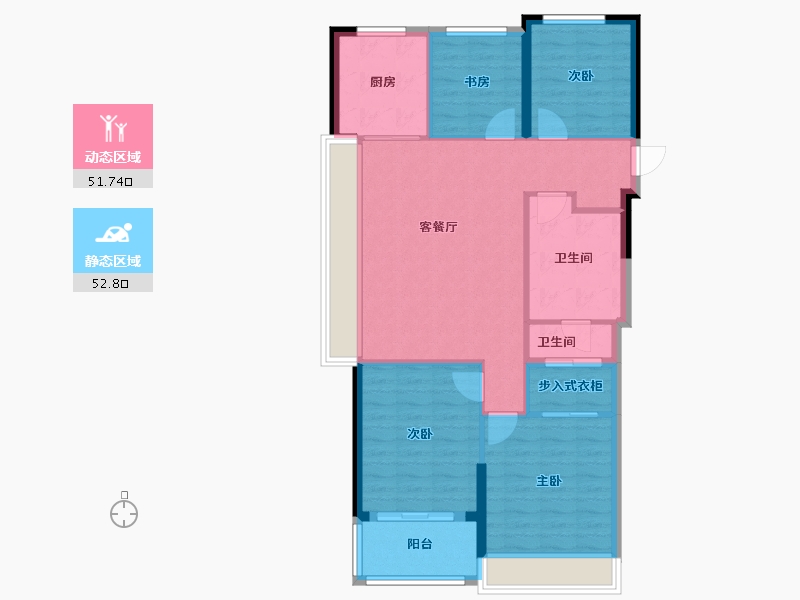 浙江省-杭州市-滨江君品名邸-109.00-户型库-动静分区