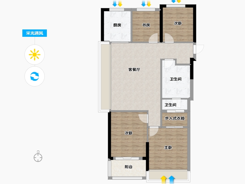 浙江省-杭州市-滨江君品名邸-109.00-户型库-采光通风