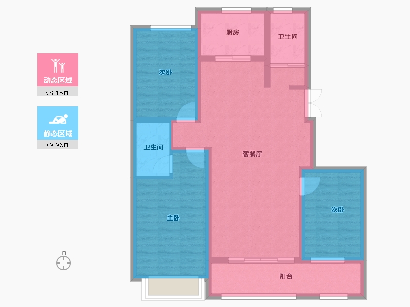 山东省-潍坊市-新秀理想城东区-108.80-户型库-动静分区