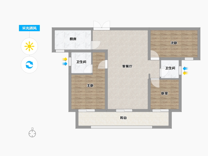 湖南省-常德市-长房武陵府-92.00-户型库-采光通风