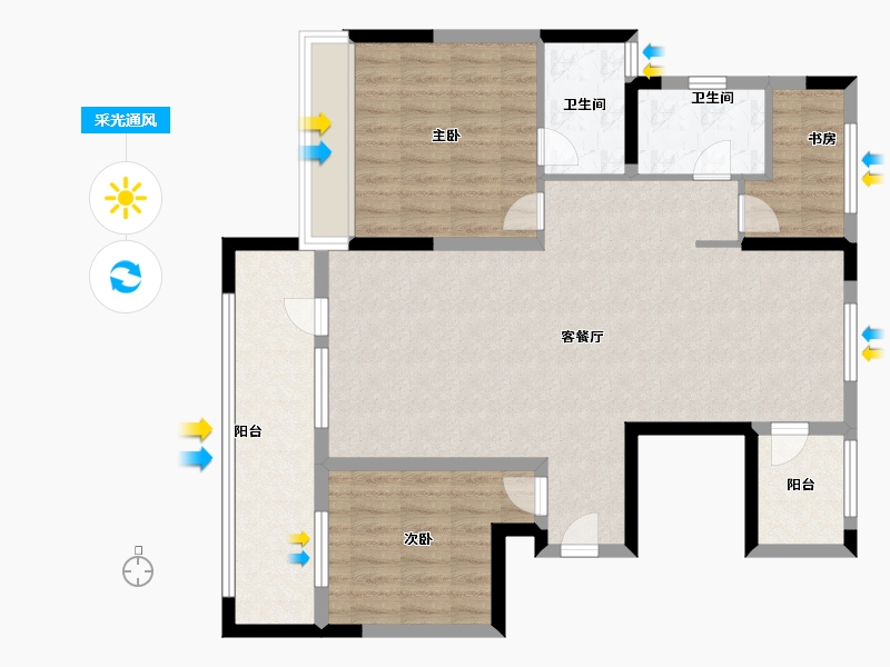 宁夏回族自治区-银川市-莲湖花园十区-97.60-户型库-采光通风