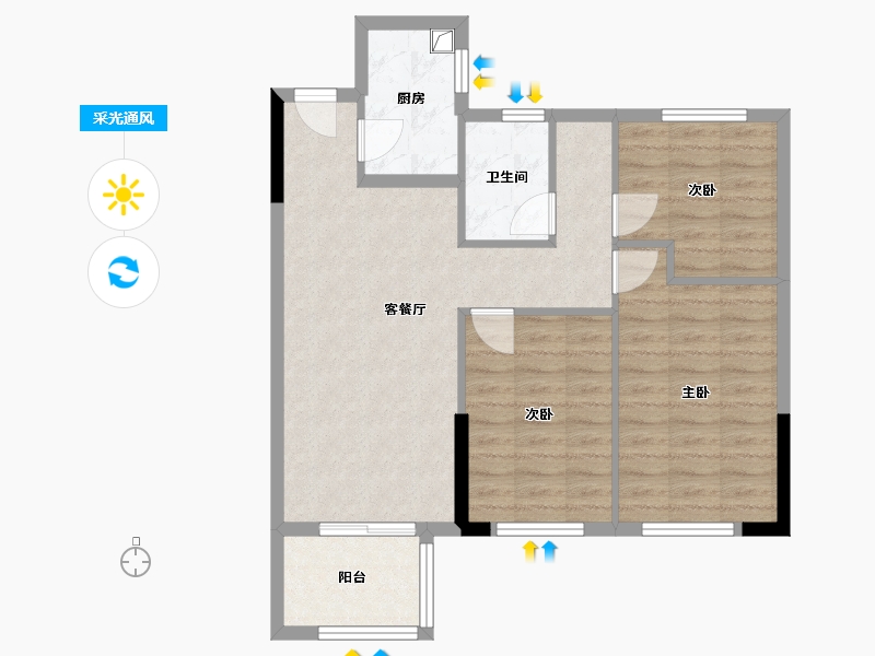 福建省-福州市-金辉观澜云著-76.00-户型库-采光通风