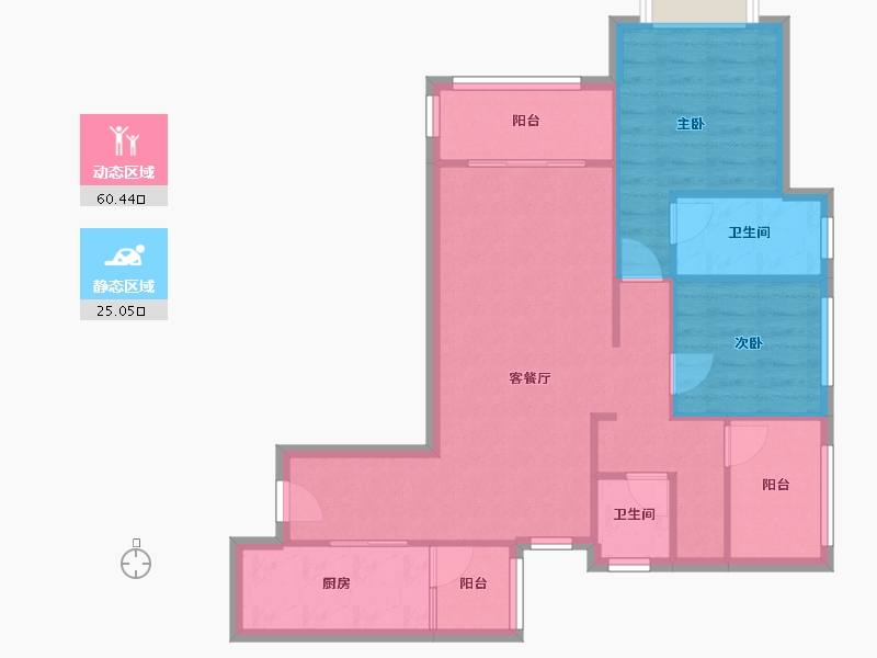 重庆-重庆市-金科天元道一期三组团-81.43-户型库-动静分区