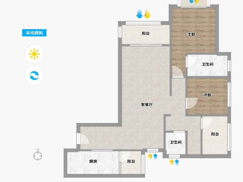 重庆-重庆市-金科天元道一期三组团-81.43-户型库-采光通风