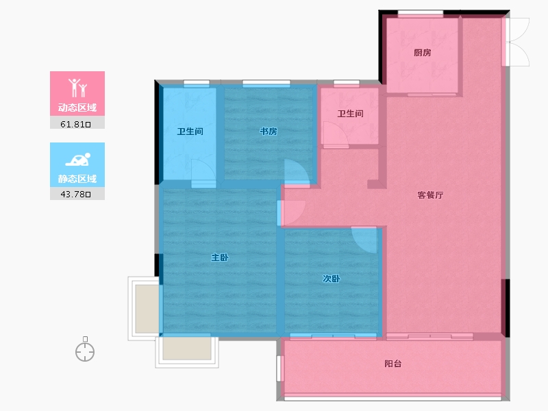 安徽省-亳州市-城投时代广场-90.30-户型库-动静分区