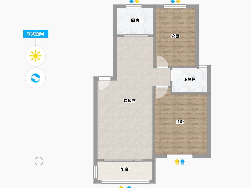 安徽省-芜湖市-绿地·镜湖世纪城-阳光花寓-70.00-户型库-采光通风