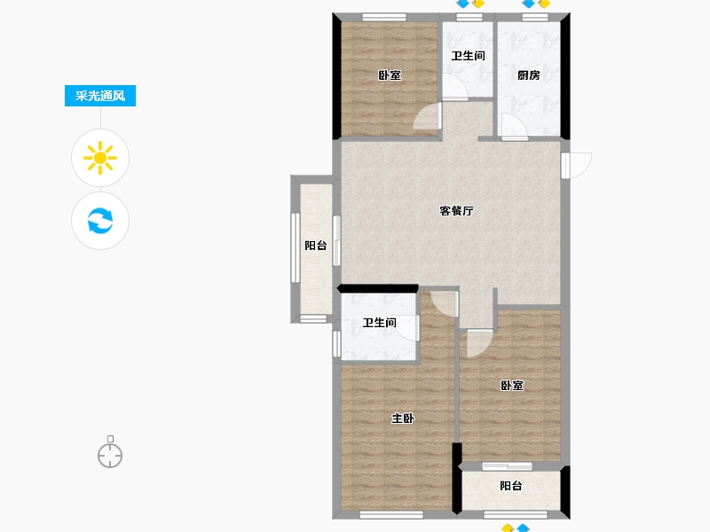 浙江省-杭州市-潮听名苑-96.00-户型库-采光通风