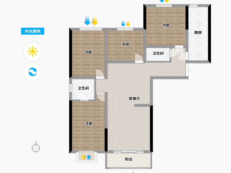 甘肃省-兰州市-西湖庭院-121.62-户型库-采光通风