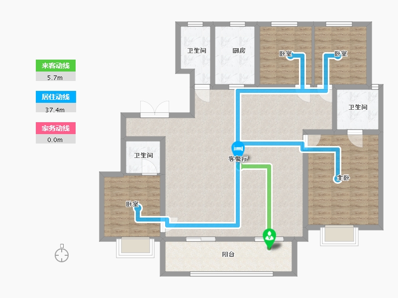 陕西省-咸阳市-福星惠誉美术城云玺-134.40-户型库-动静线