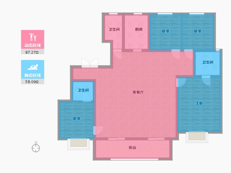 陕西省-咸阳市-福星惠誉美术城云玺-134.40-户型库-动静分区