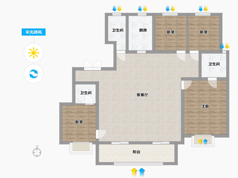 陕西省-咸阳市-福星惠誉美术城云玺-134.40-户型库-采光通风