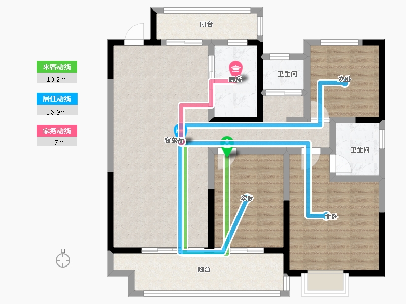 河南省-驻马店市-金淮阳光花园南苑-103.20-户型库-动静线