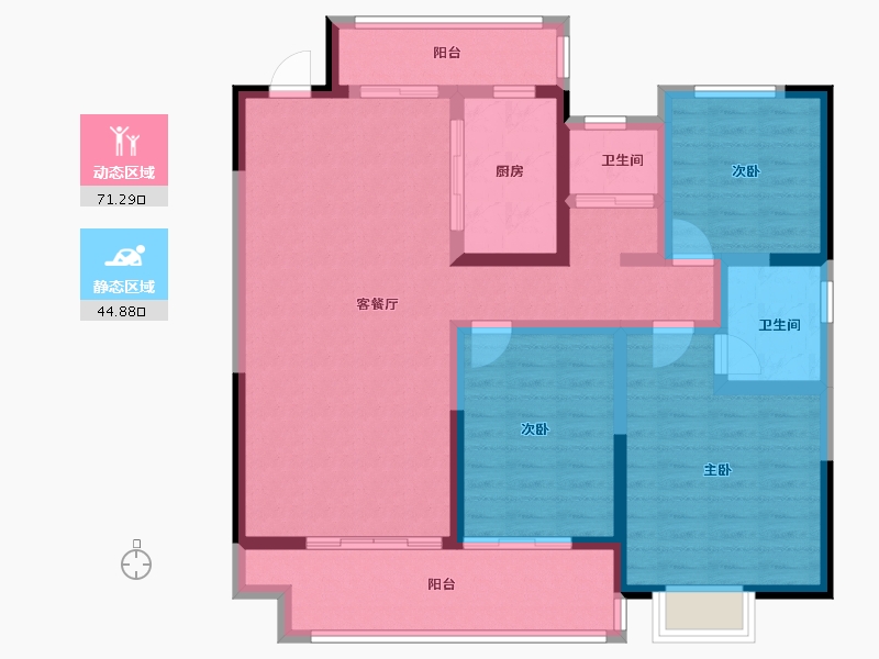 河南省-驻马店市-金淮阳光花园南苑-103.20-户型库-动静分区