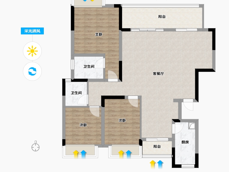 四川省-德阳市-城南壹号-102.39-户型库-采光通风