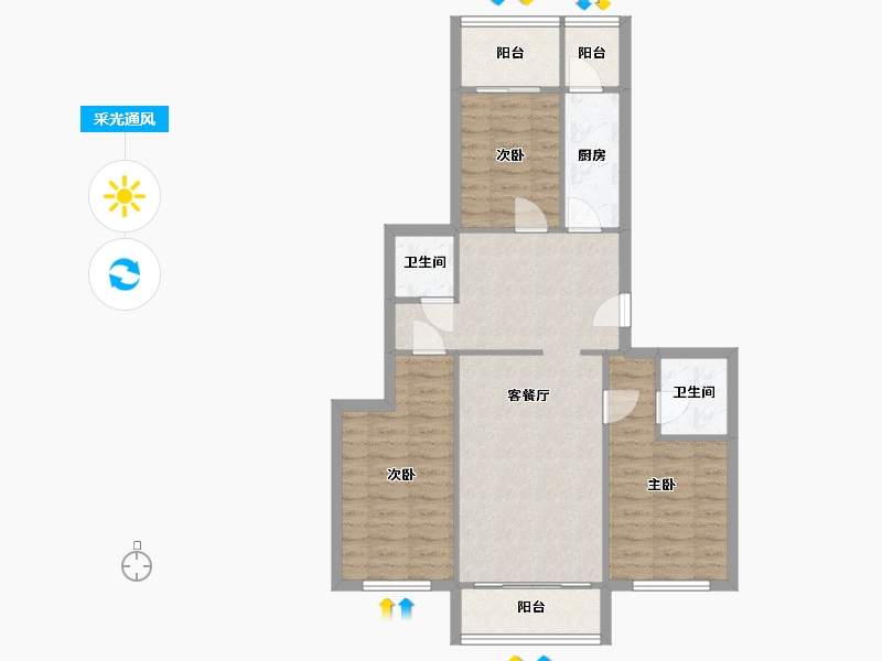 北京-北京市-花园小区-82.40-户型库-采光通风