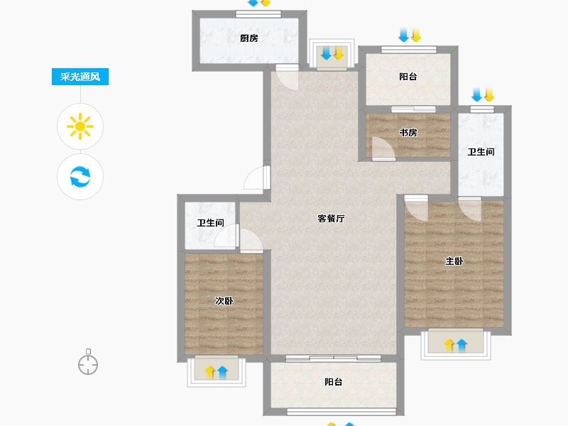 福建省-三明市-荣昌小区-90.60-户型库-采光通风