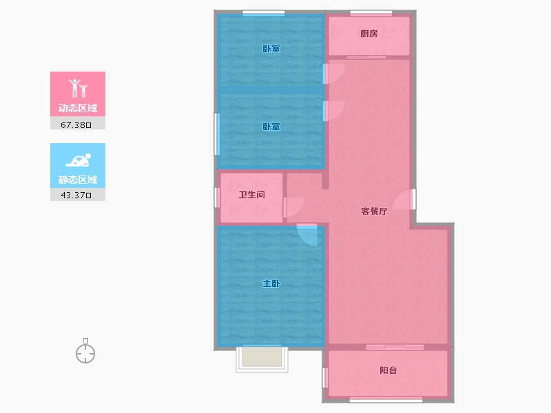 山东省-临沂市-翰林名居-99.34-户型库-动静分区