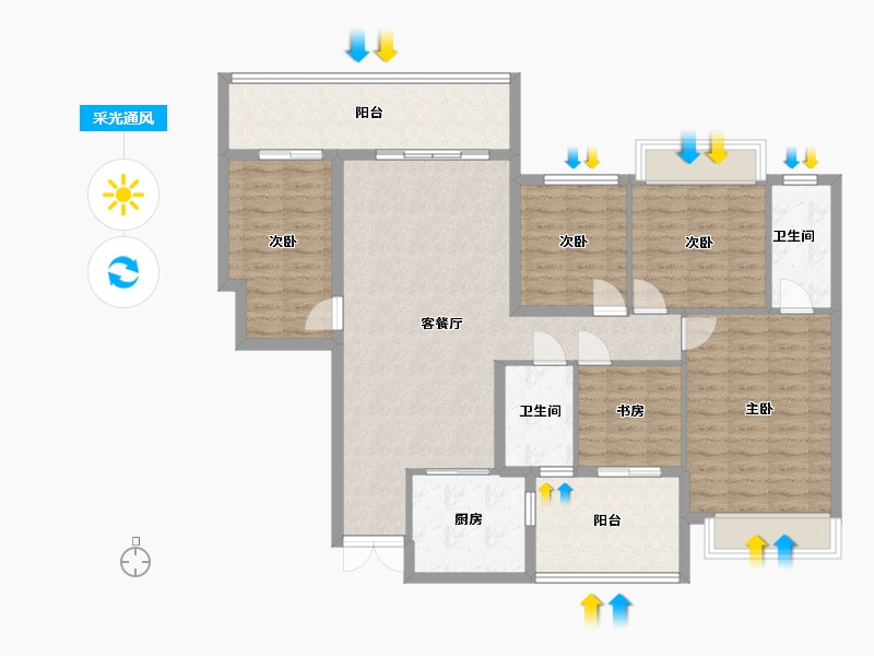 广西壮族自治区-河池市-国宾府-112.00-户型库-采光通风