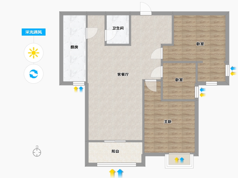 山西省-太原市-五龙湾府东天地-87.80-户型库-采光通风