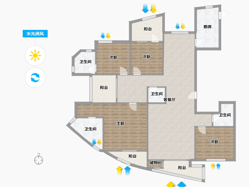 陕西省-西安市-陆港金海岸-170.00-户型库-采光通风