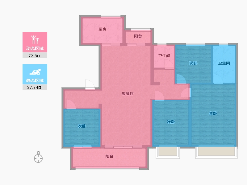 浙江省-宁波市-锦尚府-114.40-户型库-动静分区